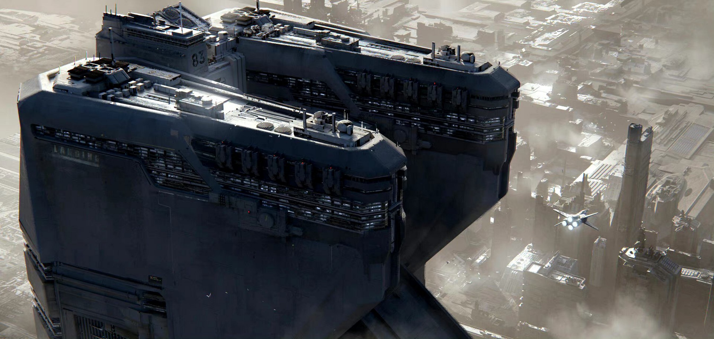 画师nomad创作的幻想题材场景作品欣赏,无论是钢铁丛林还是石刻的建筑