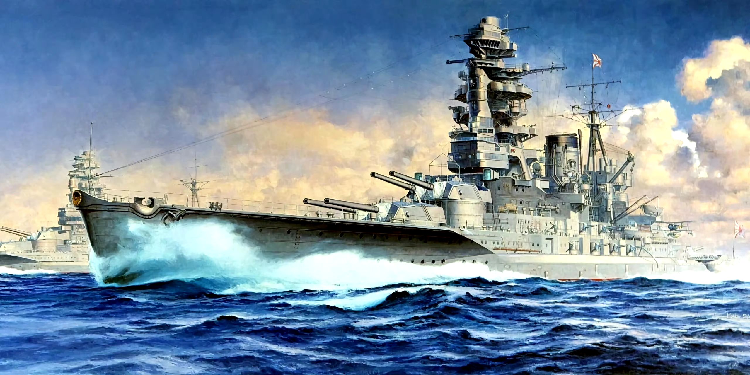 作品来自不同的画家,展现了不同阵营战舰战斗的场景