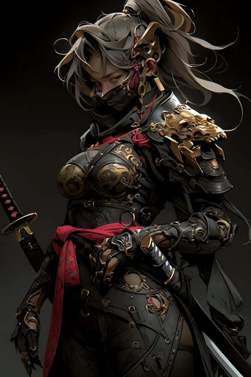 一组ai生成的主题为"盔甲与少女"的插画作品,盔甲呈现非常精美,by