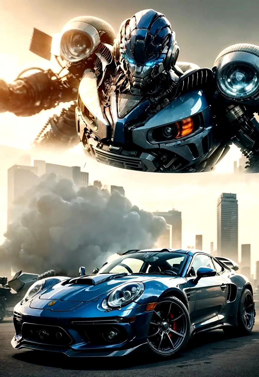 一组ai生成的变形金刚7幻影角色插画,外形和车型已经十分接近设定了.