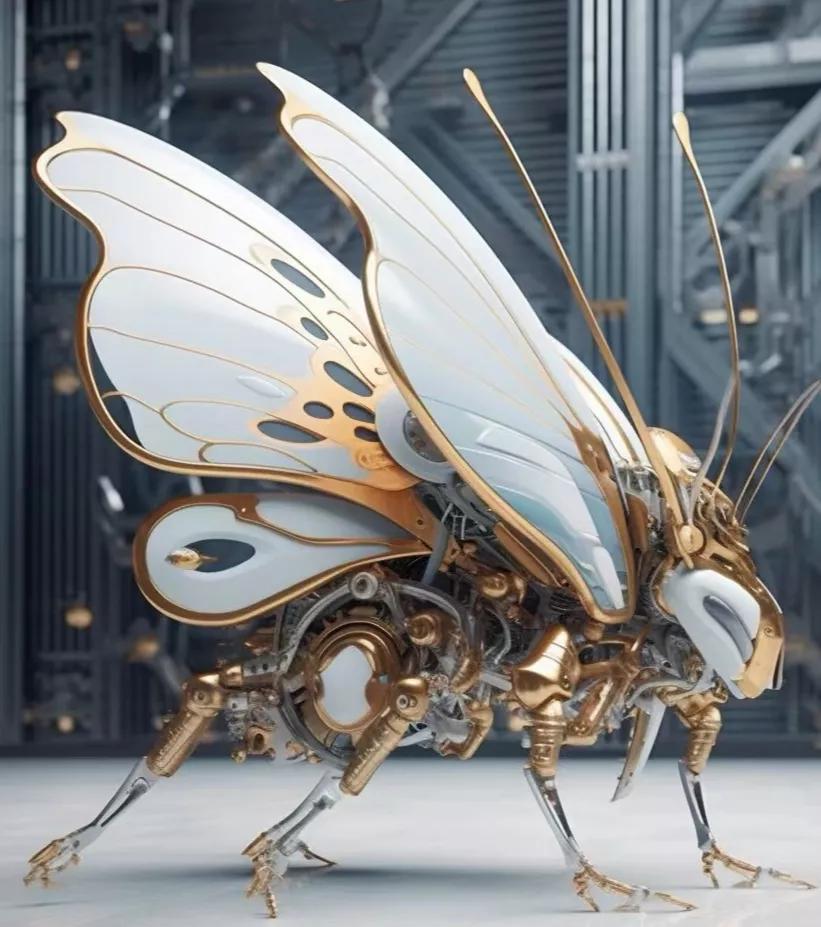 一组ai生成的机械昆虫模型,细节满满,很有质感,by bernard.