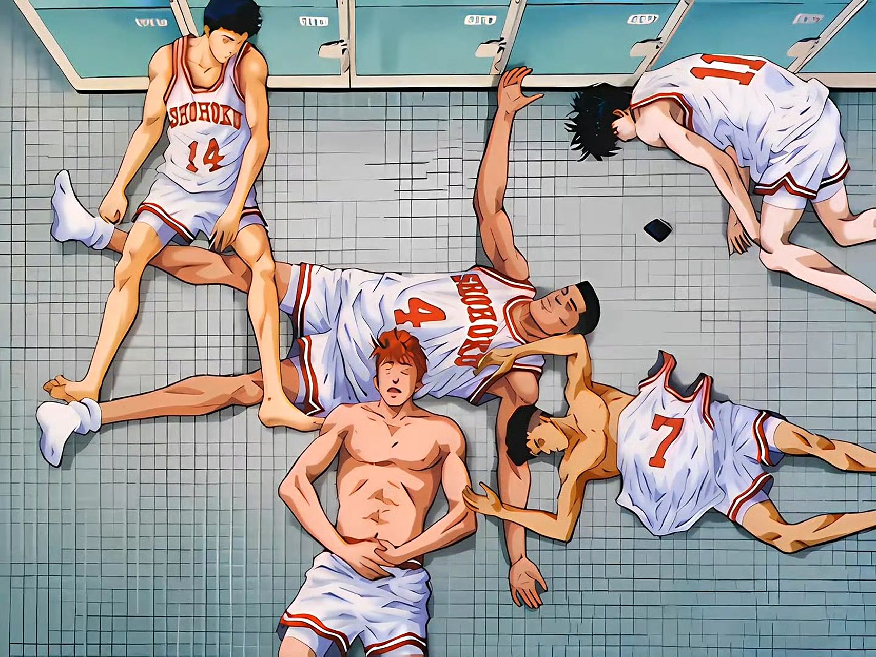 动画《灌篮高手》片尾插画欣赏,展现了湘北五人的各种生活场景,当年追