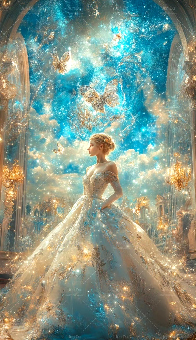 分享一组ai生成的《灰姑娘》插画作品,用绚丽的色彩再现了辛杜瑞拉