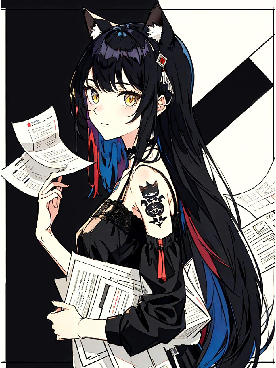 一组ai生成的动漫角色插画作品,名为黑猫少女.#动漫# #插画# #二次元