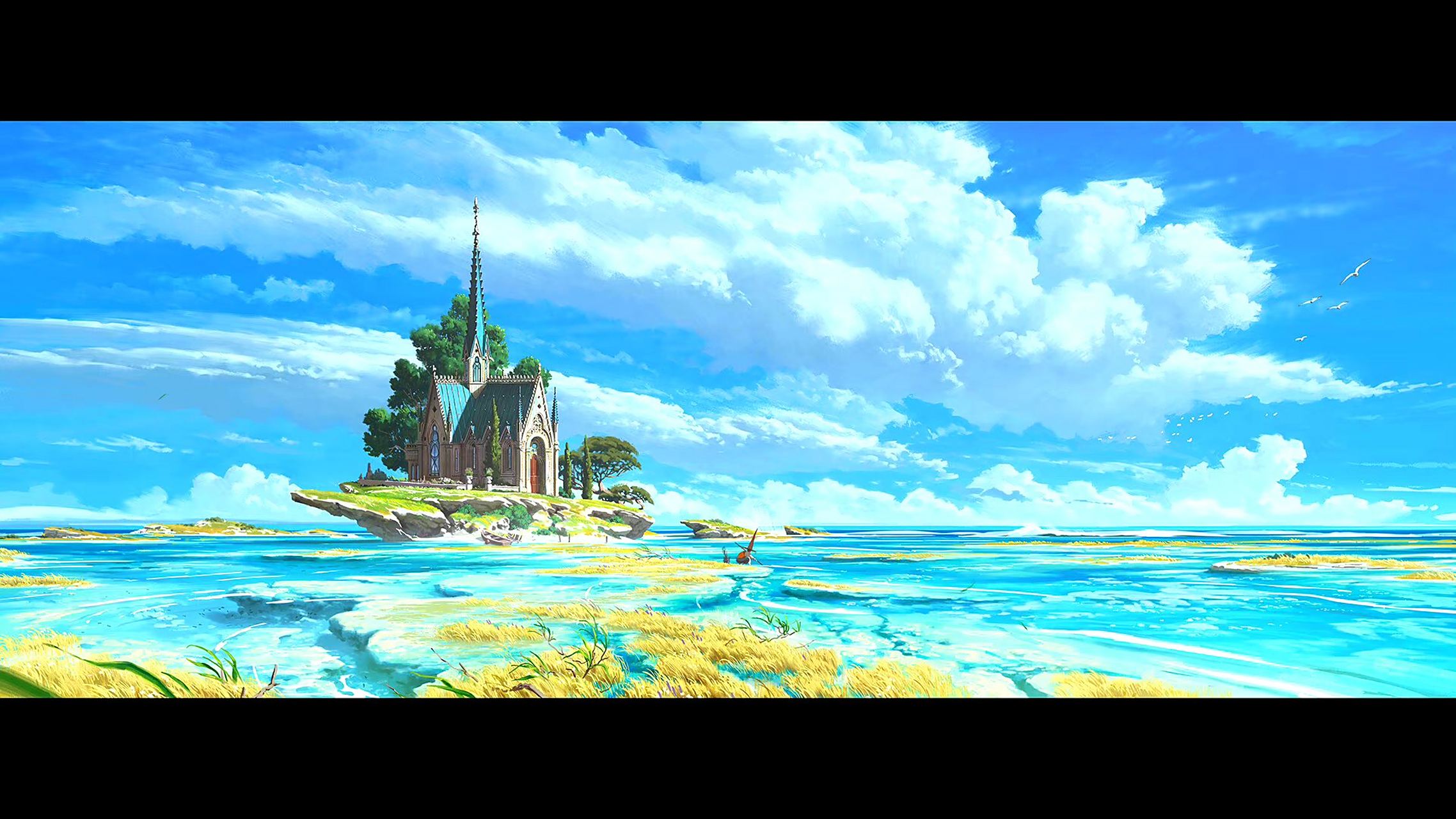 一组颇具吉卜力动画风格的动漫场景作品,描绘了少年的冒险故事,by