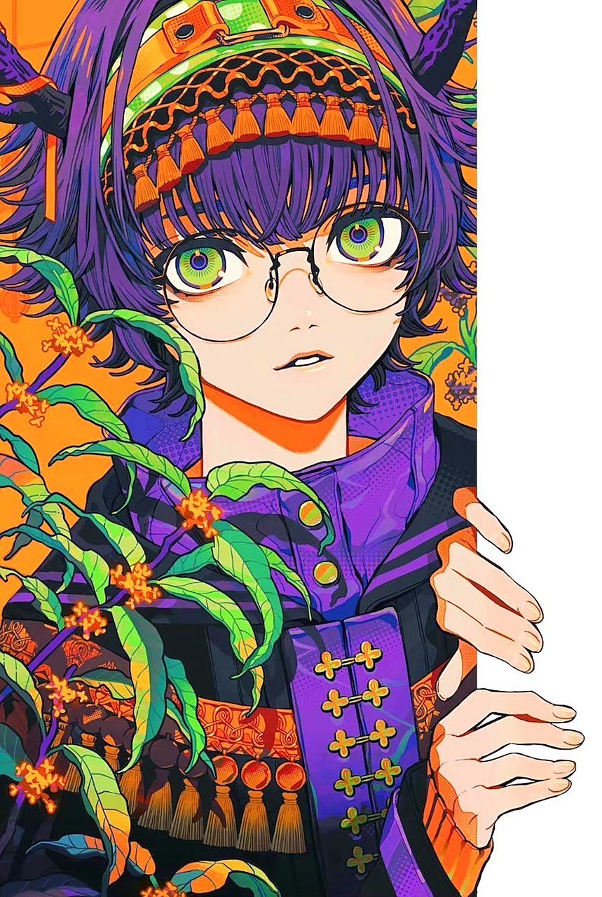 插画师 秋赤音 动漫人物插画欣赏,颜色明艳,风格怪诞,画面让人印象