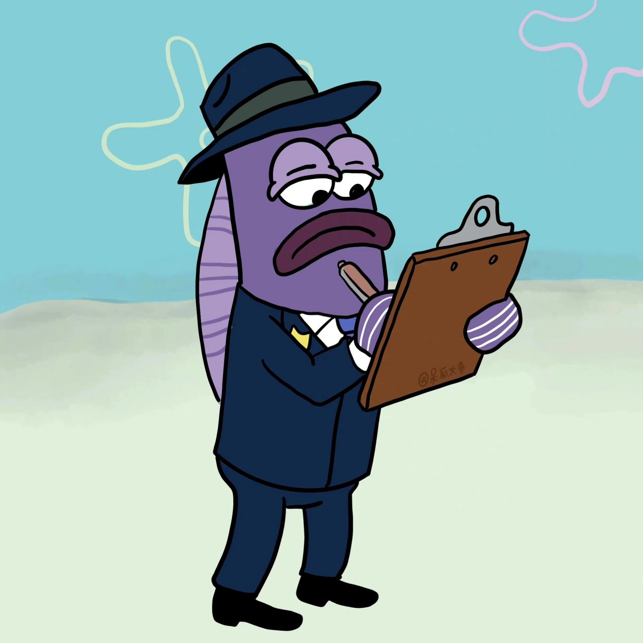 动画片《海绵宝宝》中比奇堡的跑龙套鱼 676767,种类和打扮还是