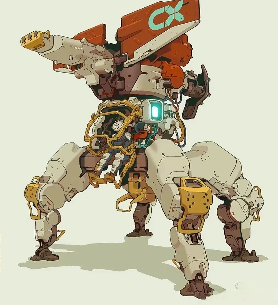 画师bao创作的一组机甲作品,机体风格各异,突出了实用化的特点.