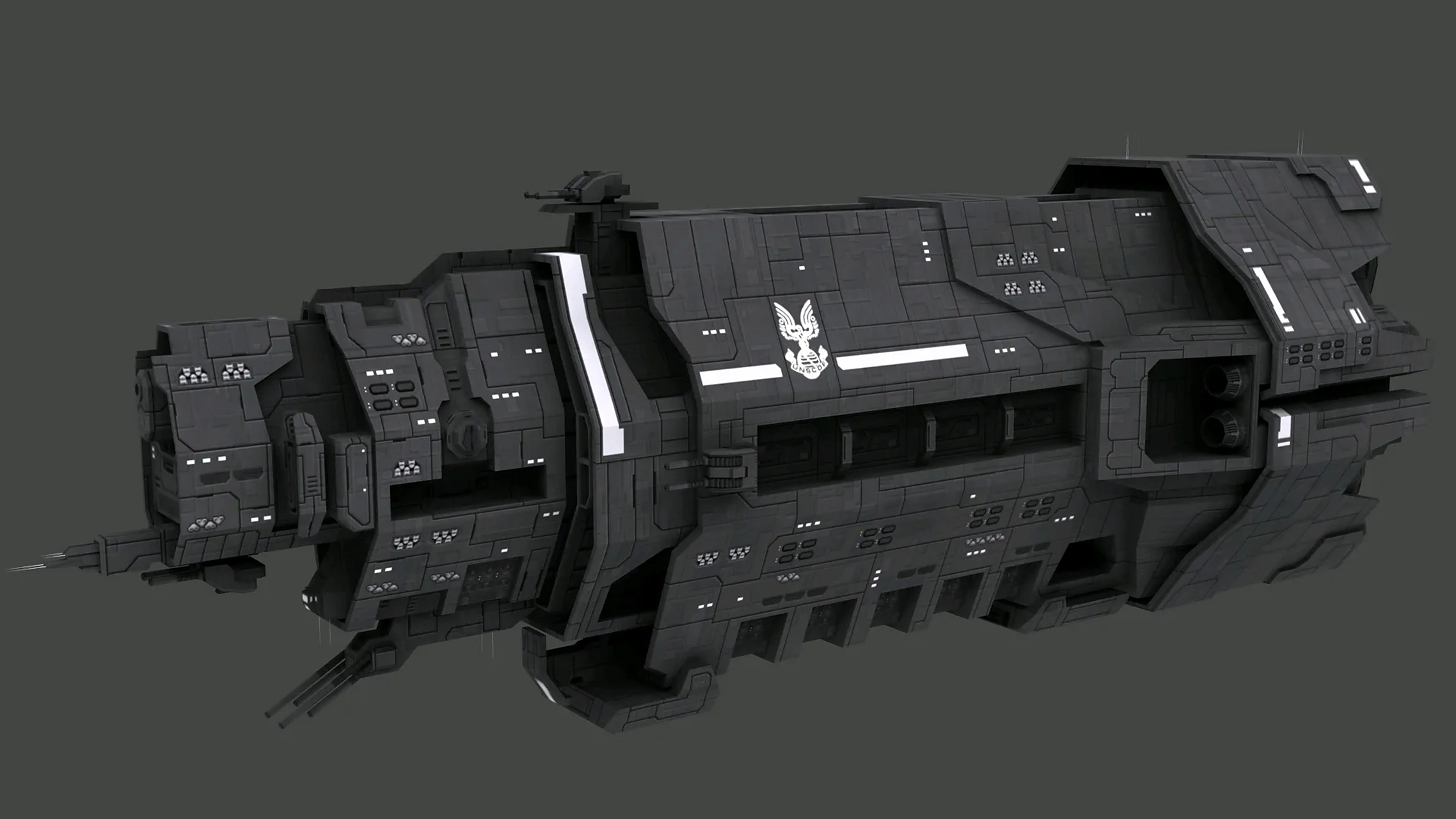 建模欣赏:《光环》unsc 秋风之敦设定建模,光环中的著名舰艇.