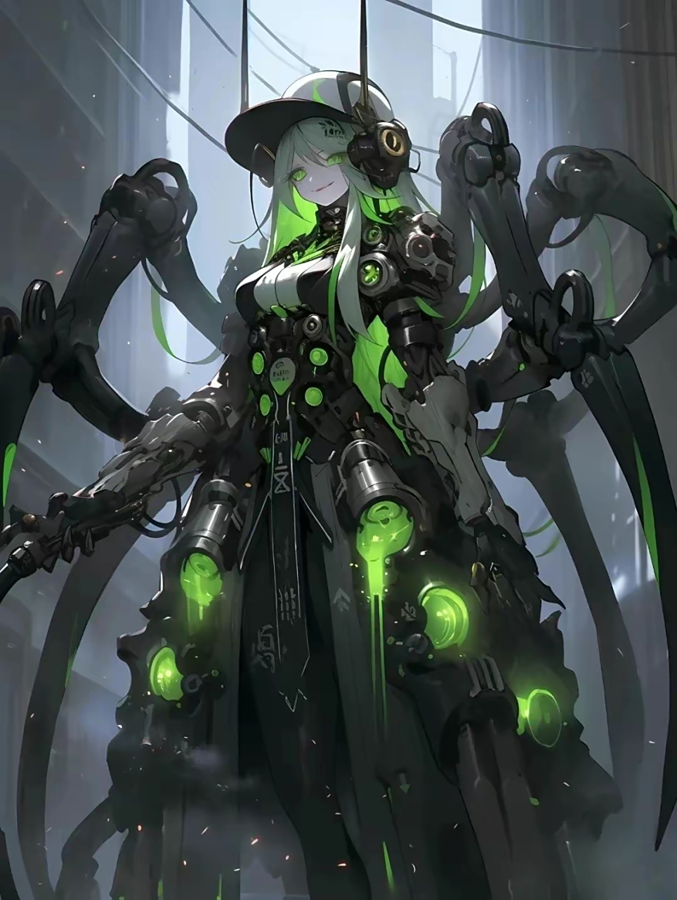 ai生成的一组科幻人物插画,蛛型仿生机器人,by midjourney.