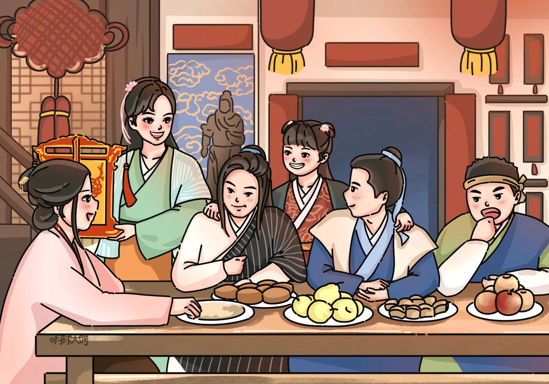 一组电视剧《武林外传》插画欣赏,热热闹闹的同福客栈.