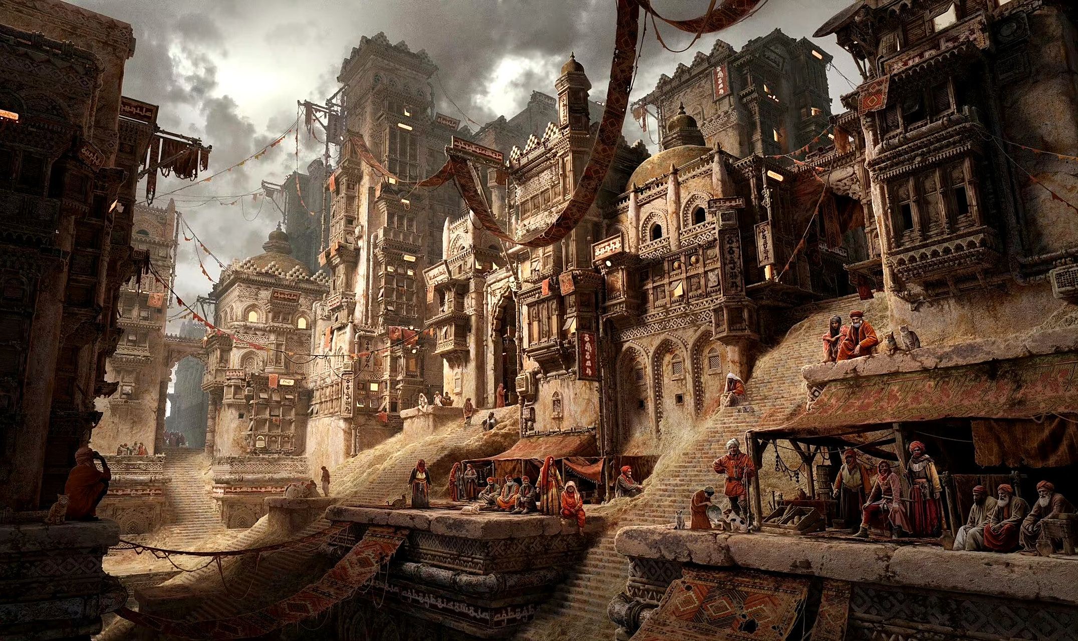 画师max bedulenko概念场景作品欣赏,描绘了宏伟但荒废的建筑群落