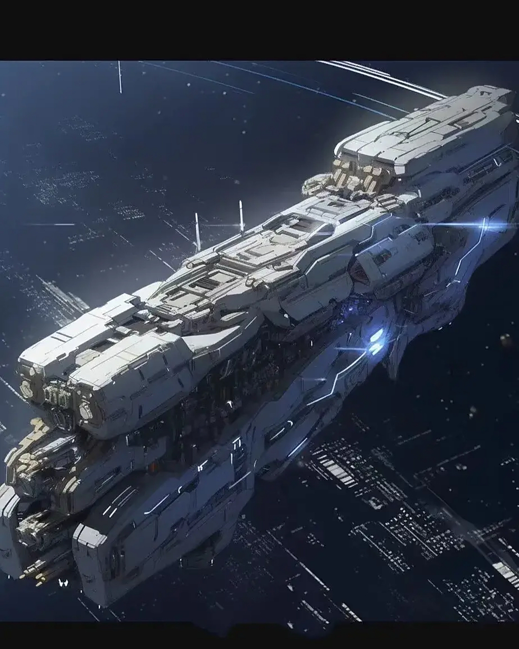 一组ai生成的太空战舰,外形各异,火力惊人.#动漫# #插画# #科幻