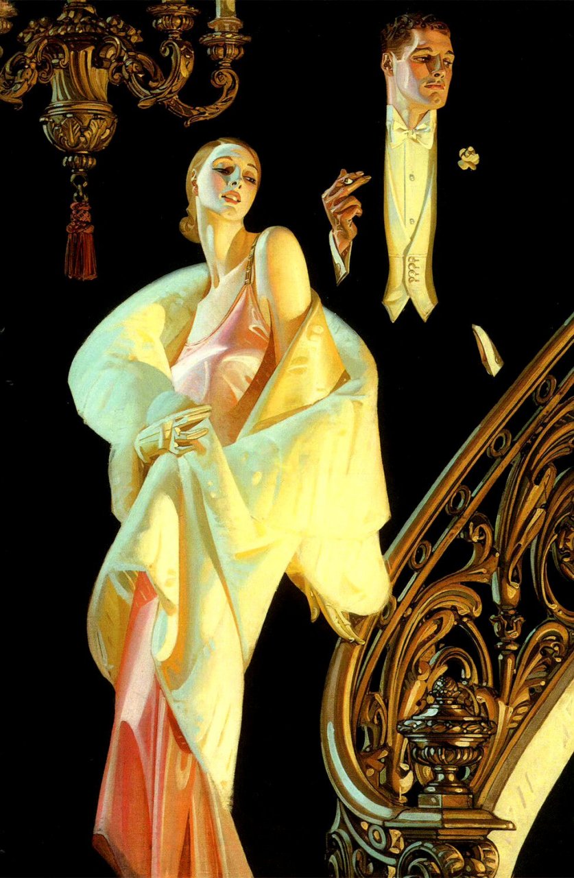 美国插画大师j. c. leyendecker人物作品欣赏,画面温馨而浪漫.