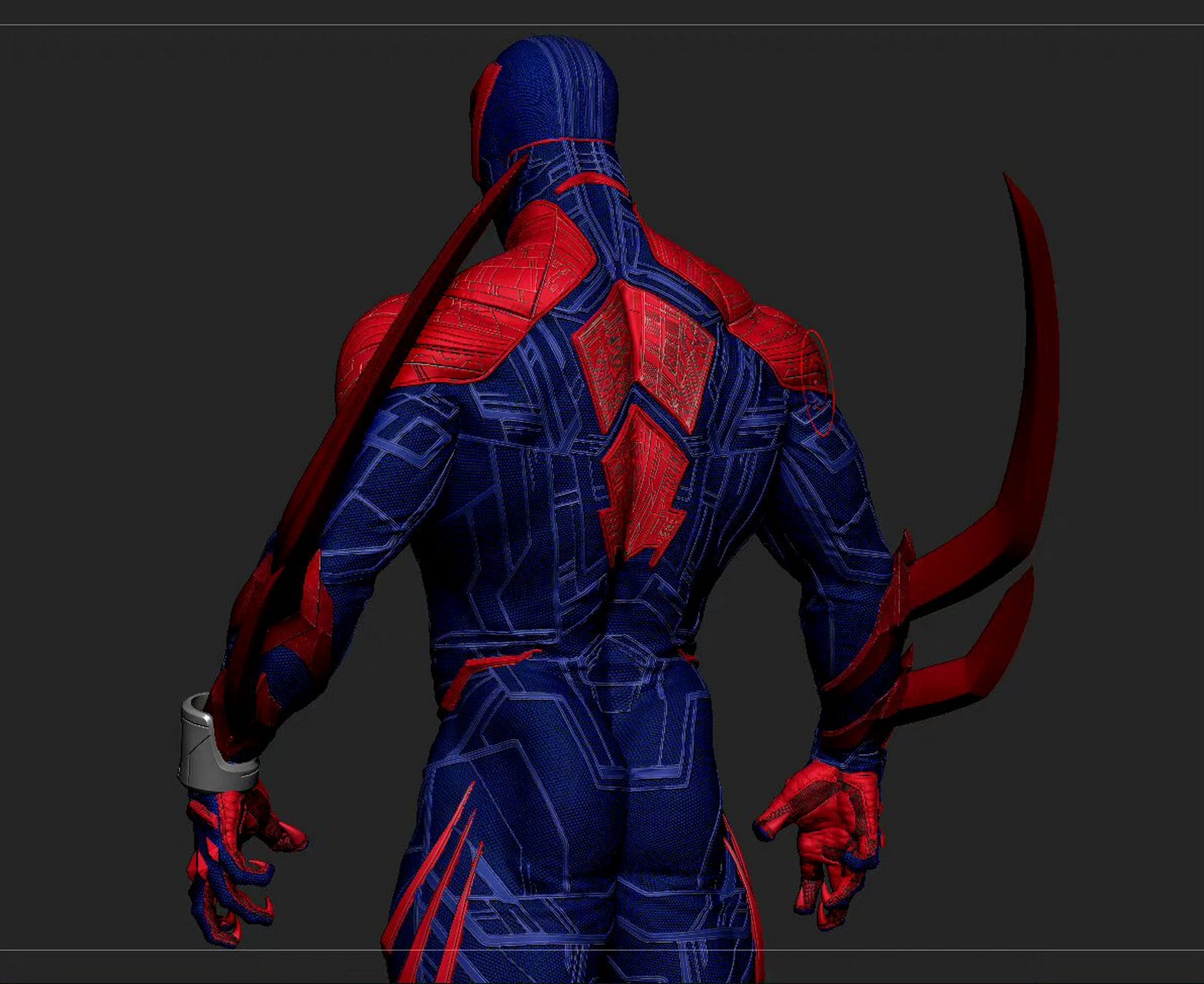 建模欣赏:《蜘蛛侠:纵横宇宙》蜘蛛侠2099,建模师leonardo azevedo.