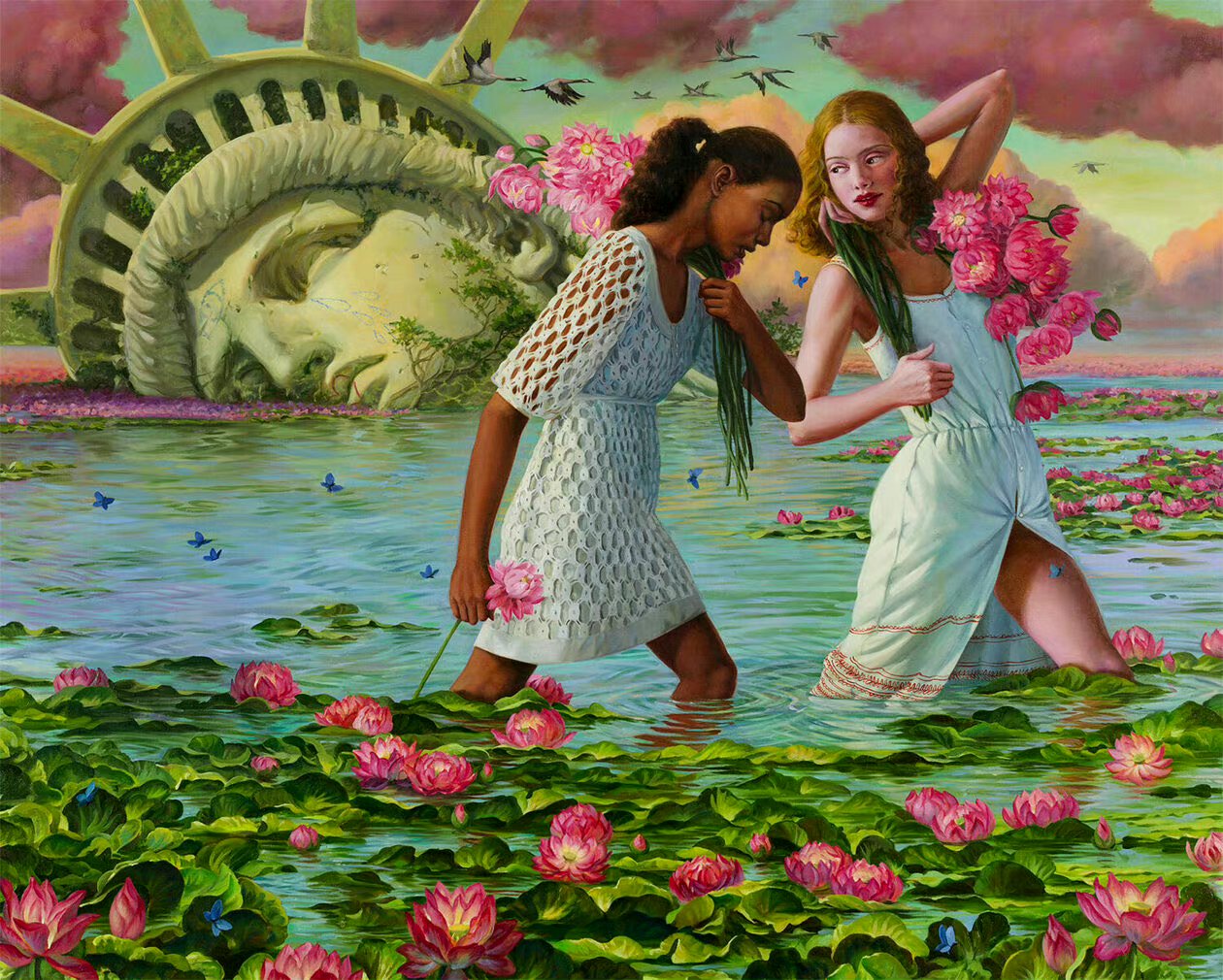画师jana brike人物风景绘画作品欣赏,将角色与自然美景结合起来,展现