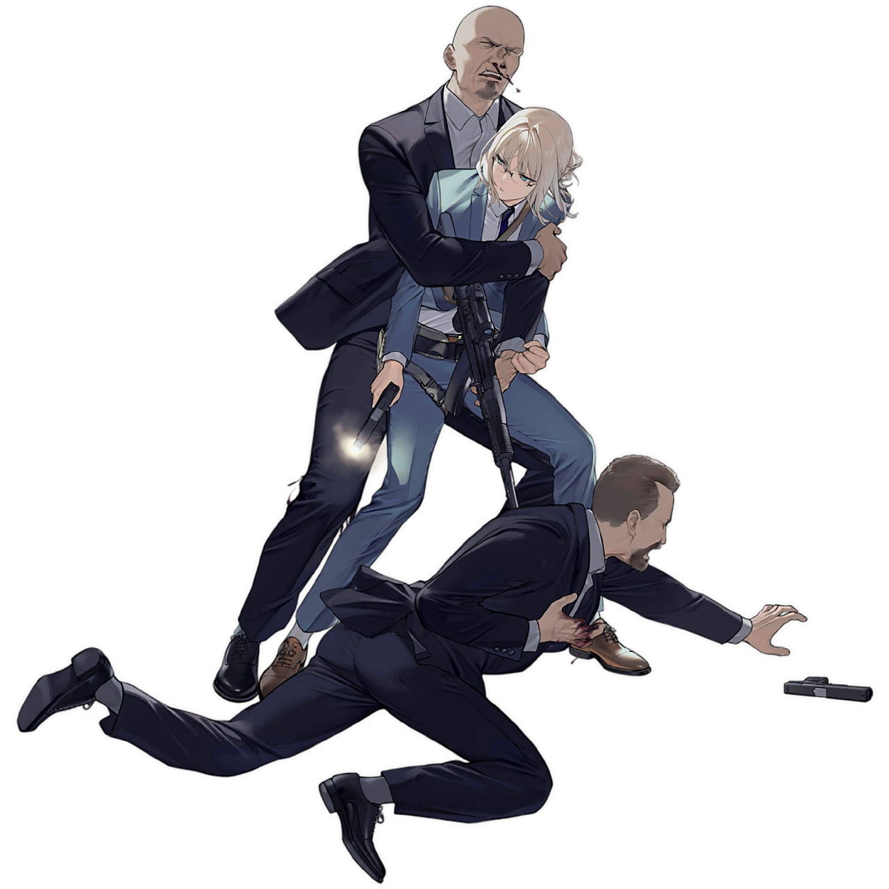 一组画风流畅的打斗场景插画欣赏,人物动感十足,by 多元菌.