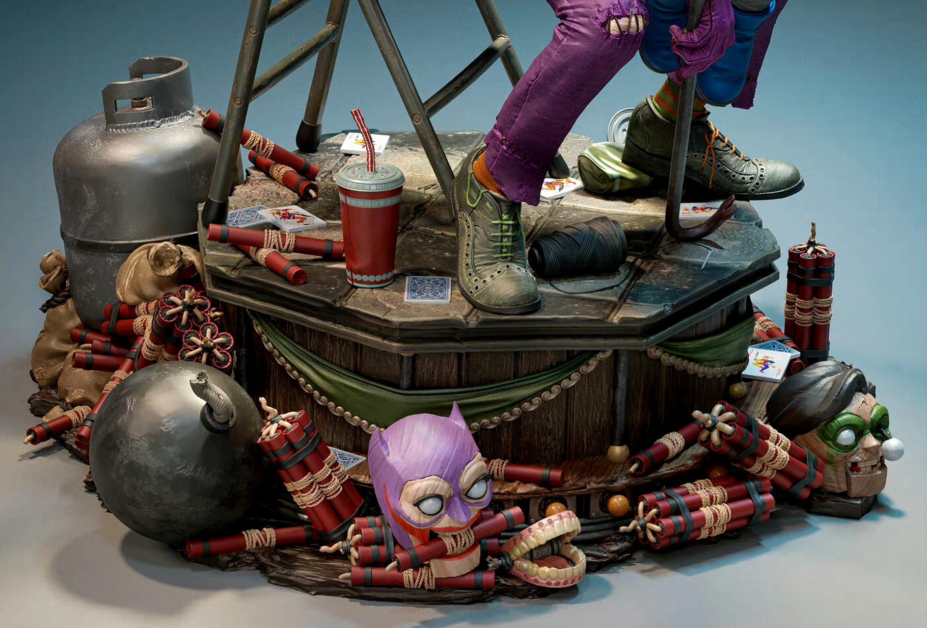 建模欣赏:蝙蝠侠 小丑,展现了他玩弄蝙蝠侠木偶的场景,by daniel dani