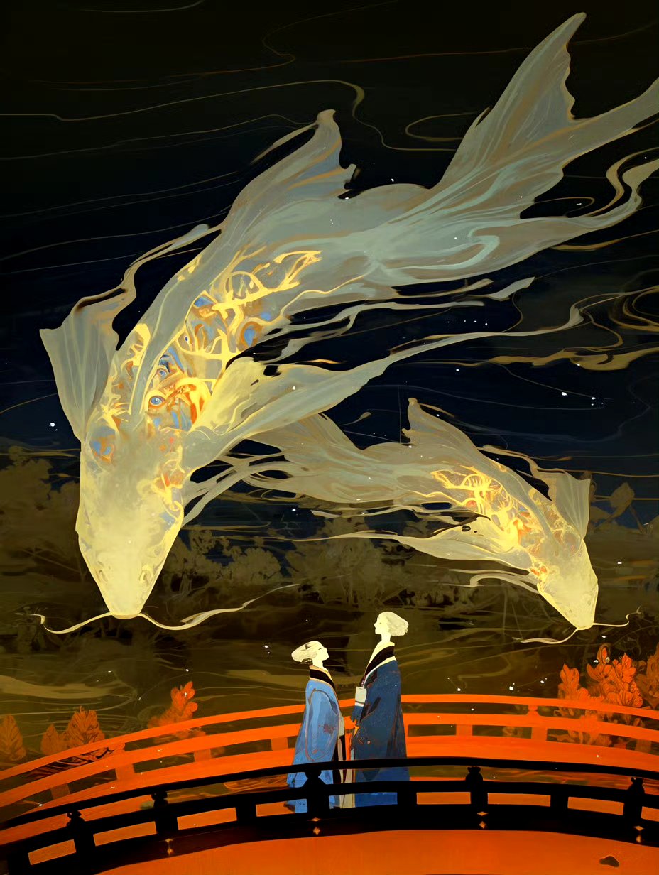 分享一组插画师kuri huang绘制的"浮生"为主题的绘画作品