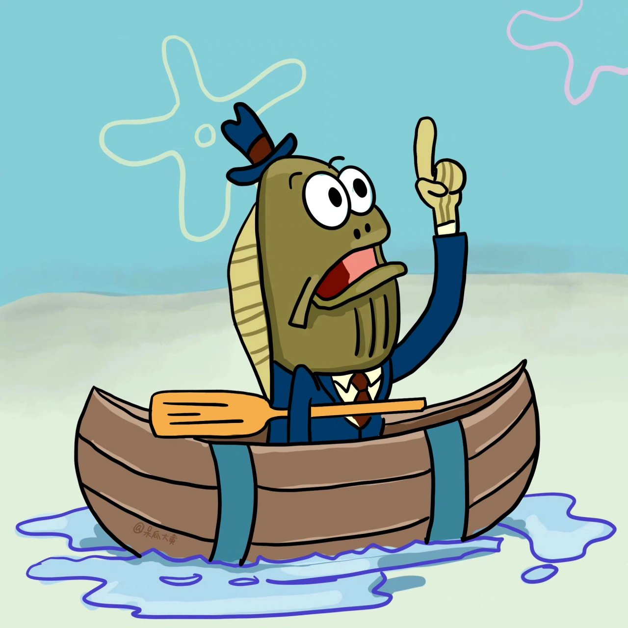 动画片《海绵宝宝》中比奇堡的跑龙套鱼 676767,种类和打扮还是