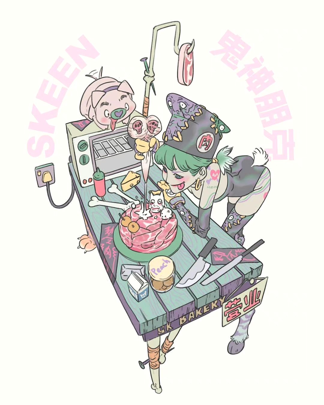 画师zeenchin奇幻作品欣赏,鬼神朋克,将时尚元素与驱魔故事结合起来.