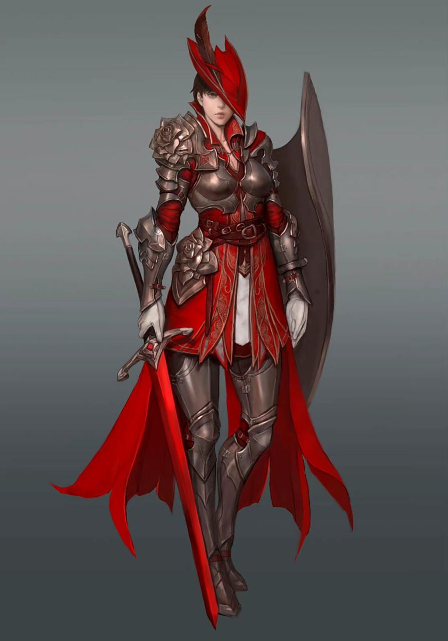 画师namgwon lee动漫角色插画欣赏,描绘了英姿飒爽的女战士.