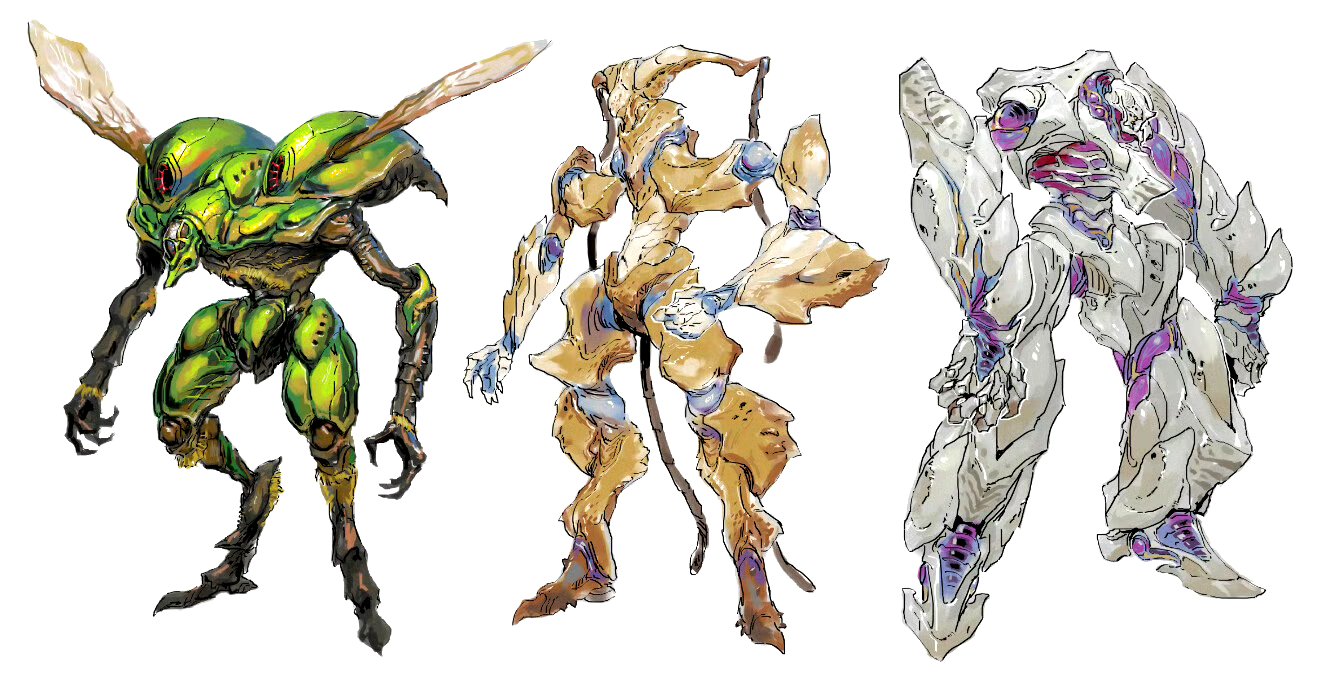 他擅长将机械元素与生物特征相结合,创造出独特的生化机甲风格