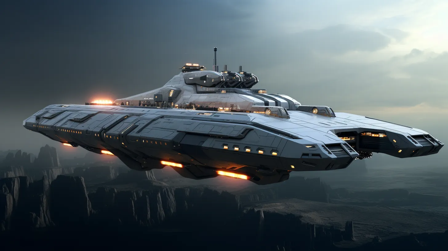 ai生成的一组太空战舰设计作品,展现了人类未来各种造型的飞船,期待这