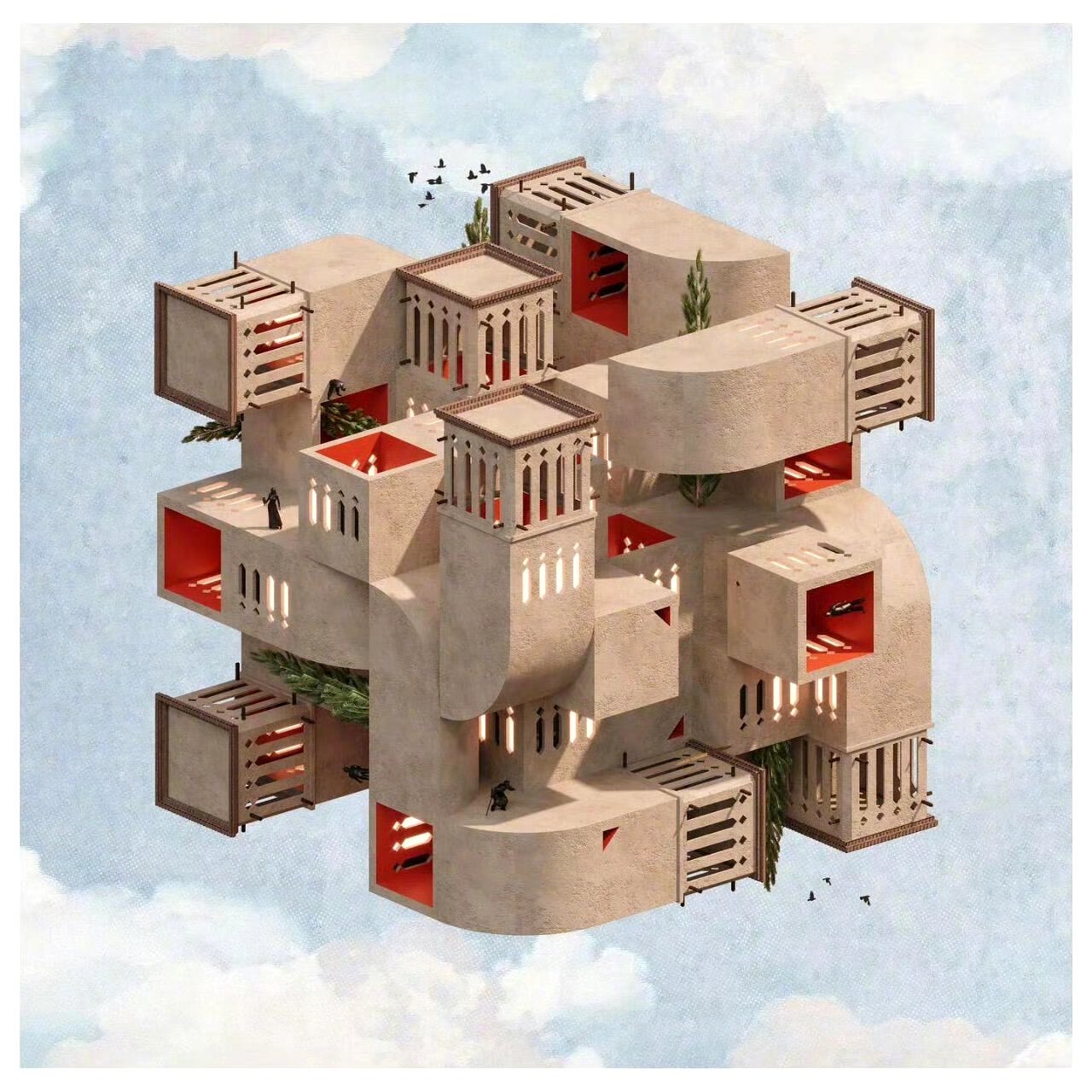 分享一组建筑立体绘画作品