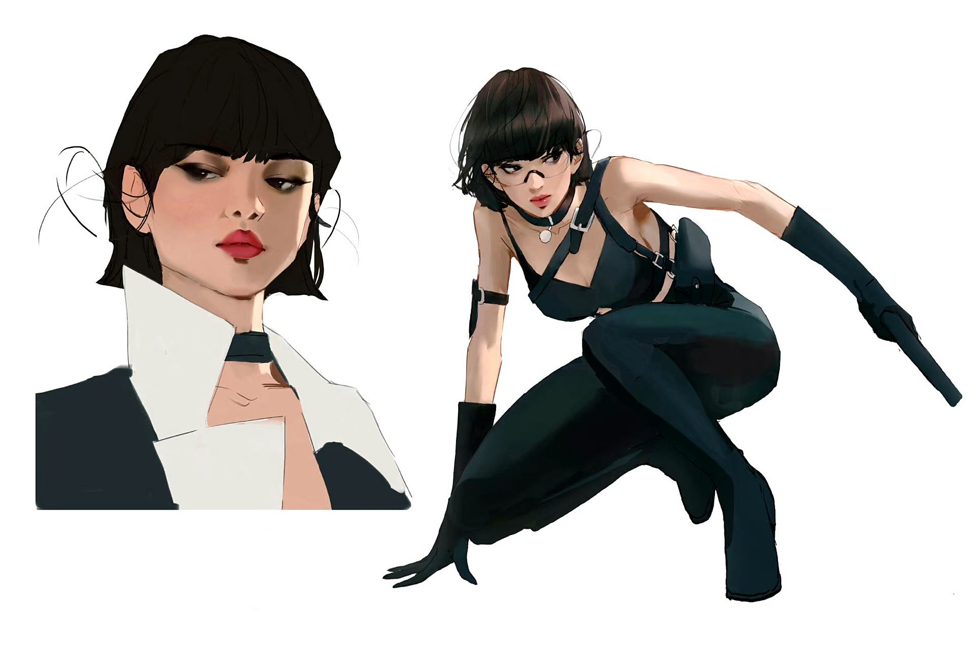 一组英姿飒爽的女战士插画作品,by :eunadraw.#动漫# #插画# #二次元