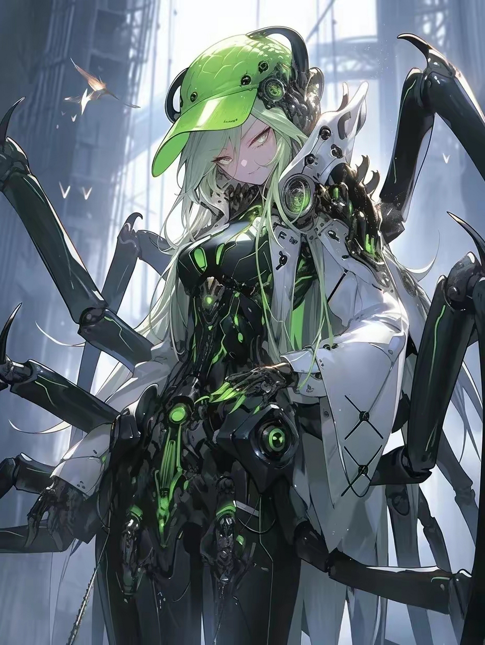 ai生成的一组科幻人物插画,蛛型仿生机器人,by midjourney.