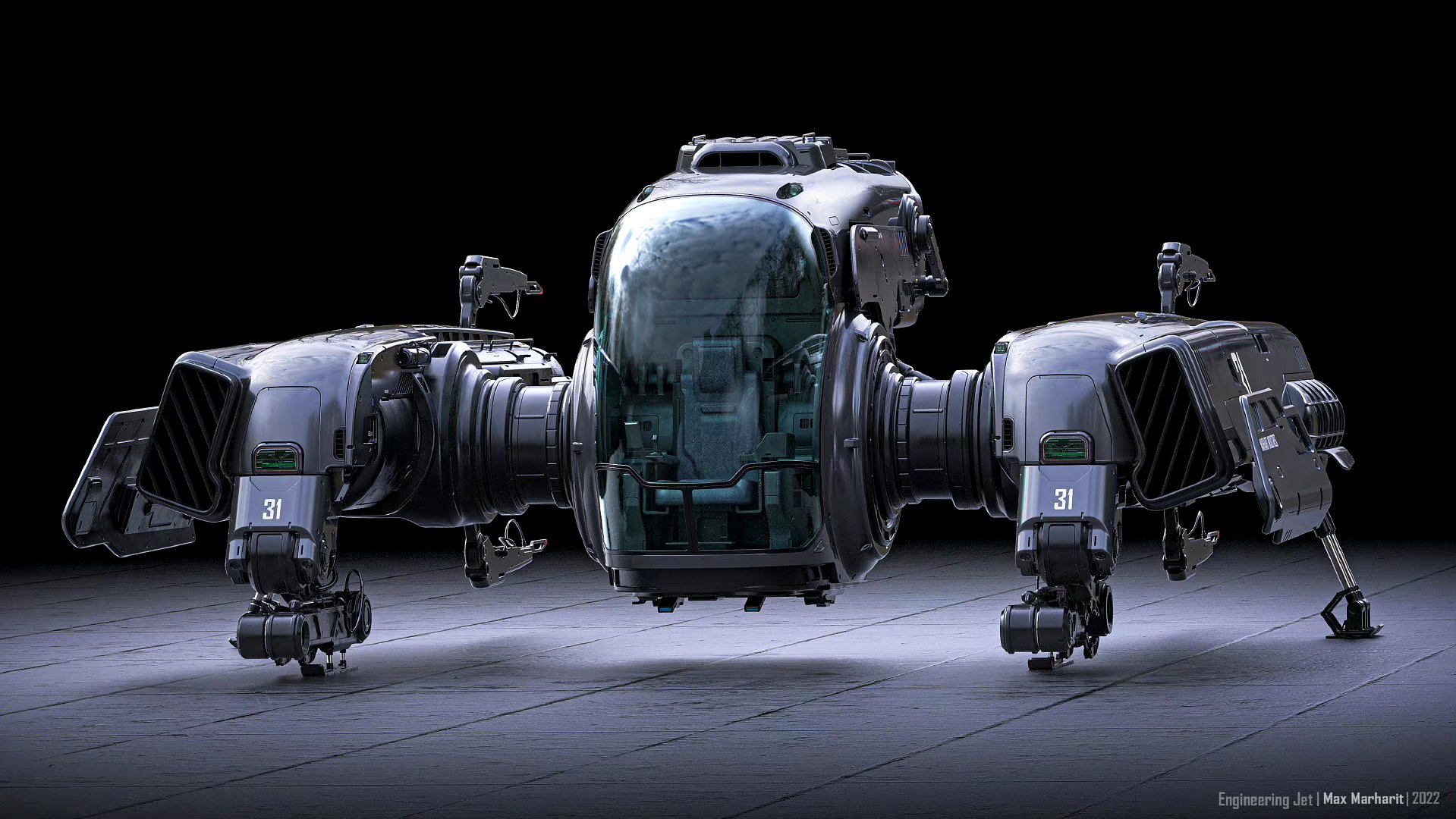 建模欣赏:单座小型飞行器,by max marharit 676767.