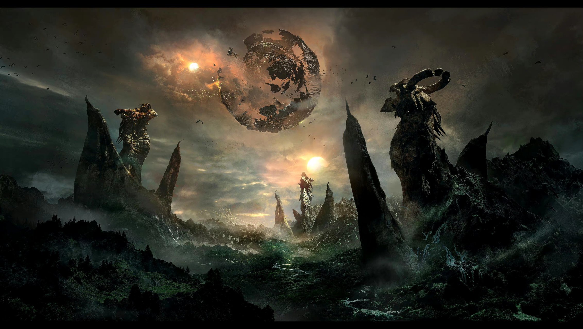 一组游戏场景概念设计欣赏,光影运用和氛围营造十分传神,by