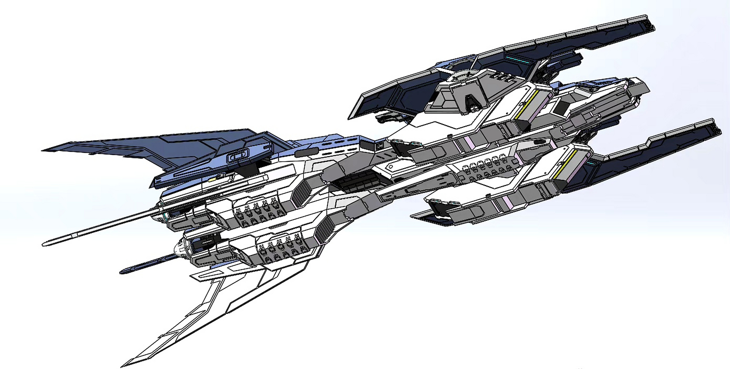 建模欣赏:机动战士高达00 天人组织飞船 托勒密ii,by 已经是废泽了.