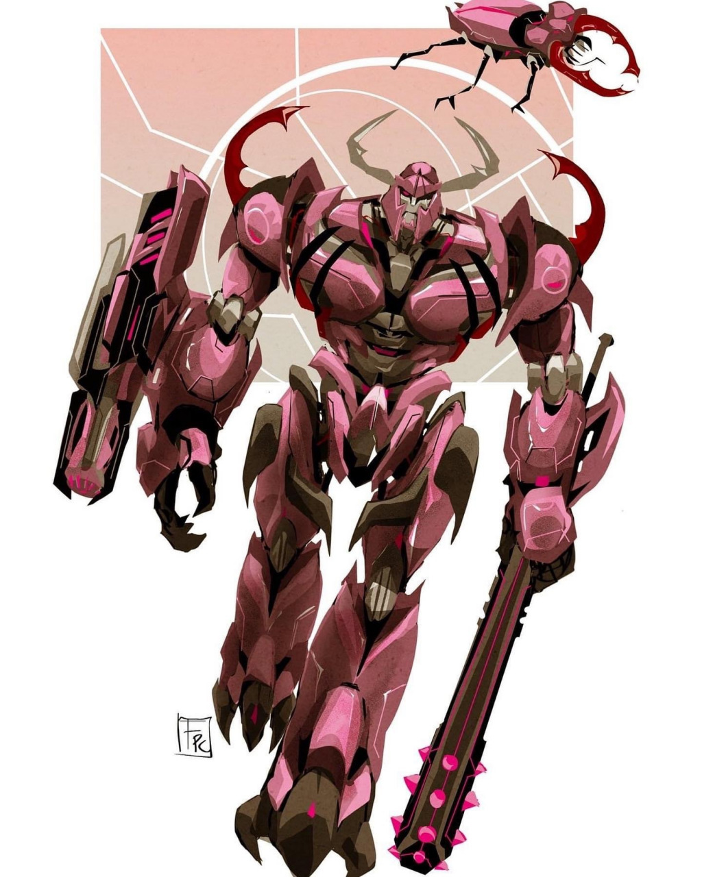 一组同人创作的威震天插画作品,赋予了他不同的伪装形态,by frederic