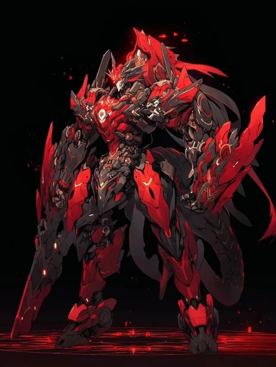 一组ai生成的机甲作品,装甲涂装绚丽多彩,身形壮硕威武.