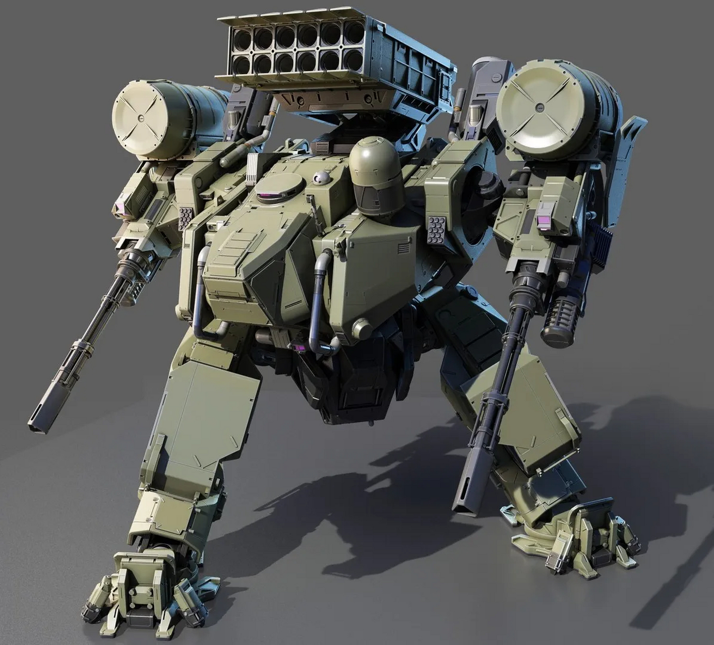 建模欣赏:一组未来双足作战机甲,分为两种作战形态.
