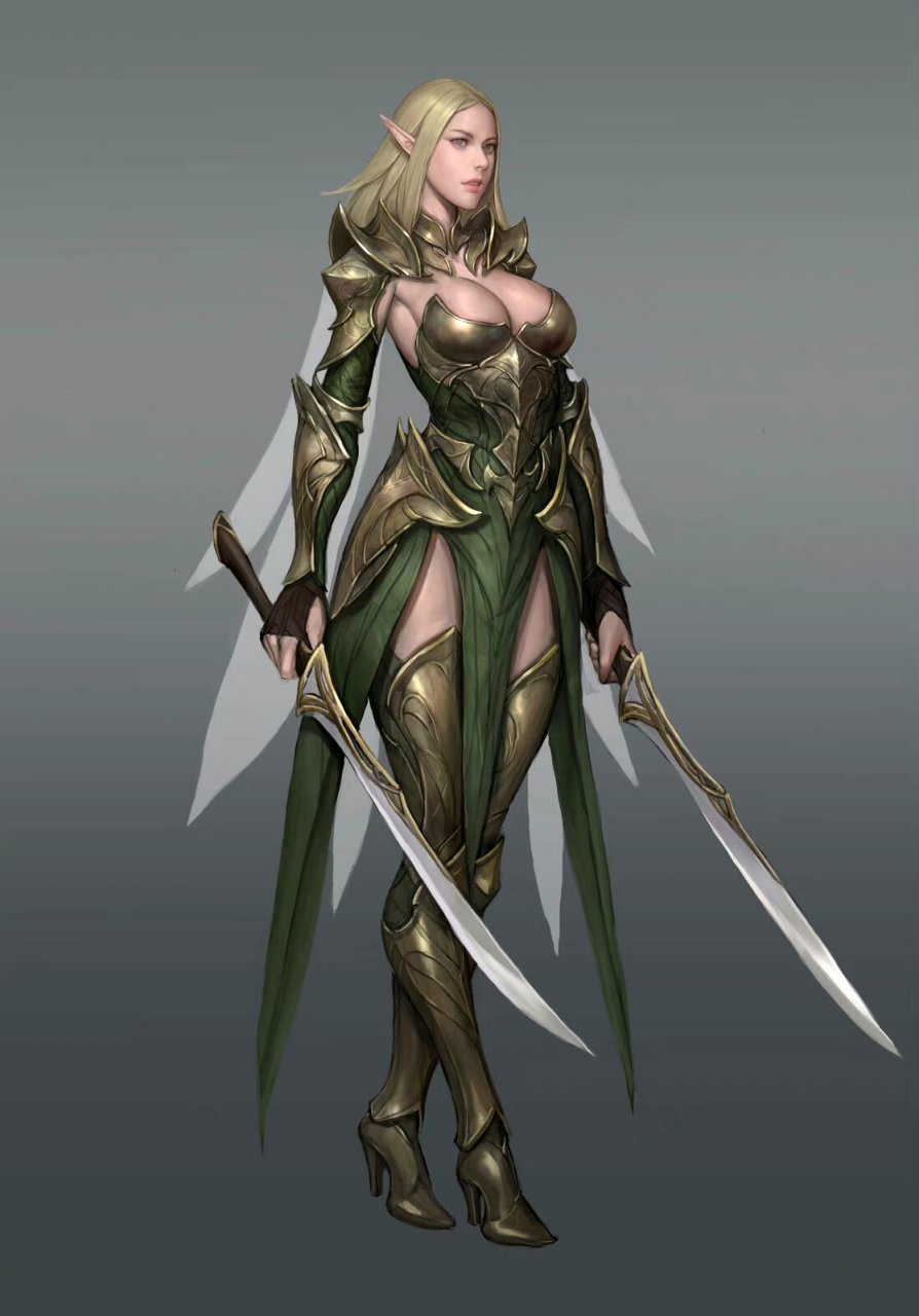 画师namgwon lee动漫角色插画欣赏,描绘了英姿飒爽的女战士.