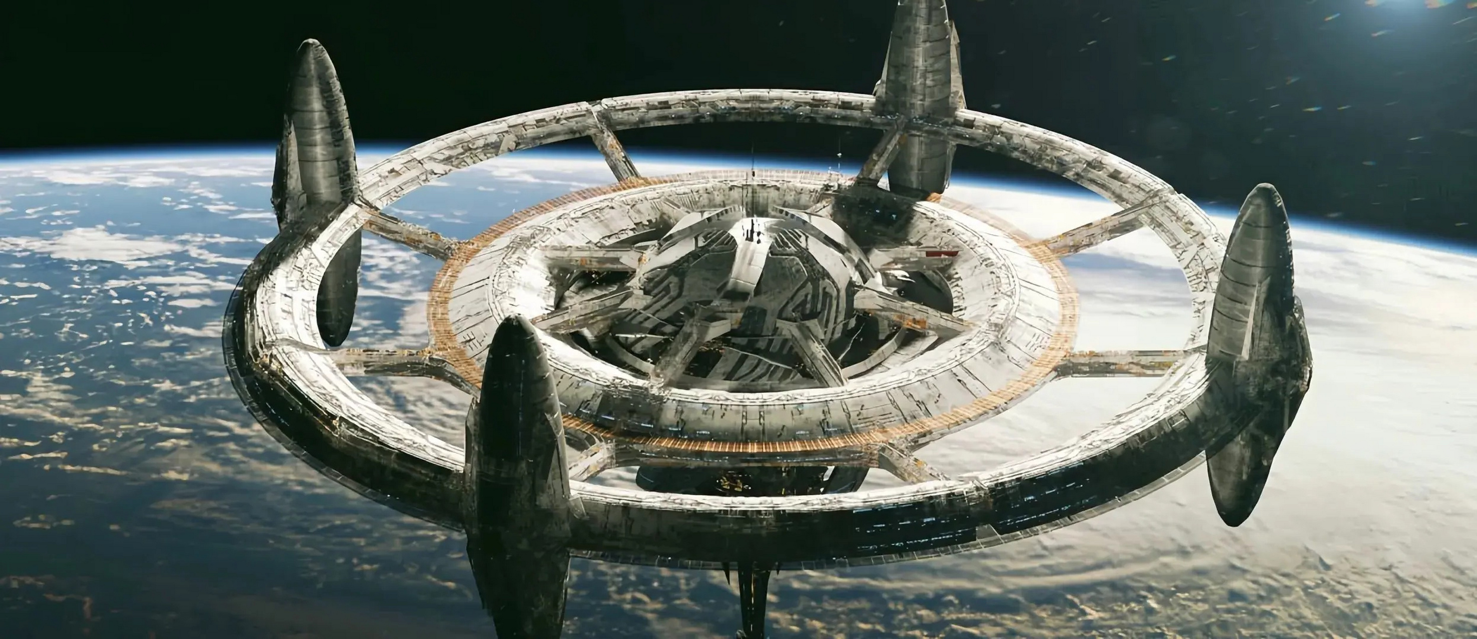 一组重工业风格的科幻飞船插画欣赏,展现了未来人类科技的发达.