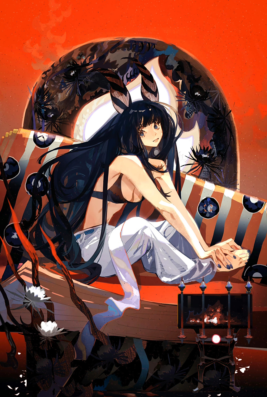 画师千风创作的动漫角色场景插画,将人物与绚丽的场景结合起来.