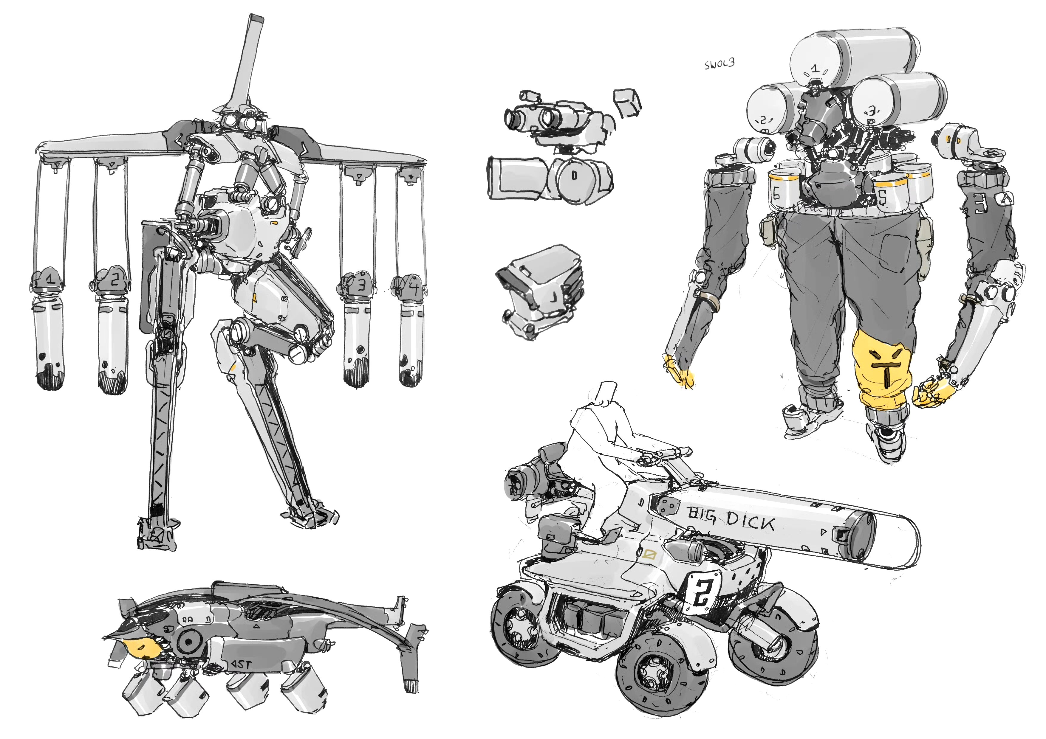 其作品画风独特,用简约的线条展现了出色的机械细节和机体造型