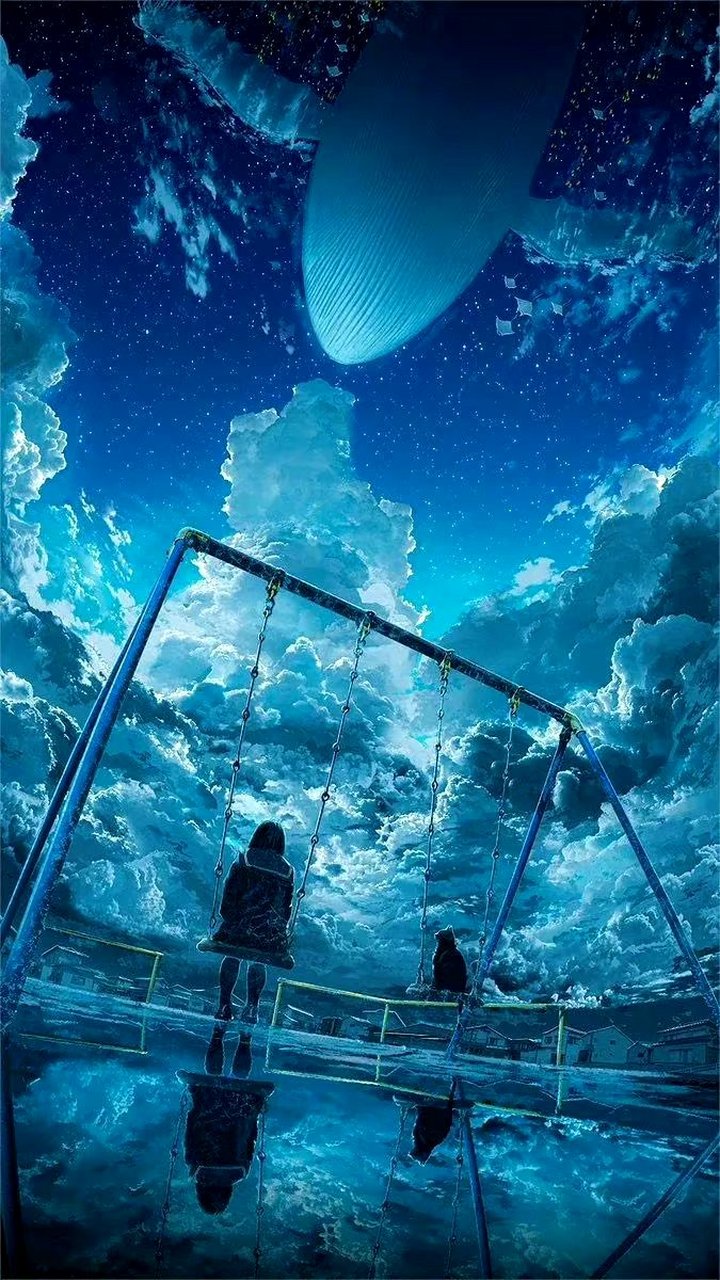 画师chooco创作的梦幻场景作品欣赏,海天融为一体.#动漫# #插画# #二