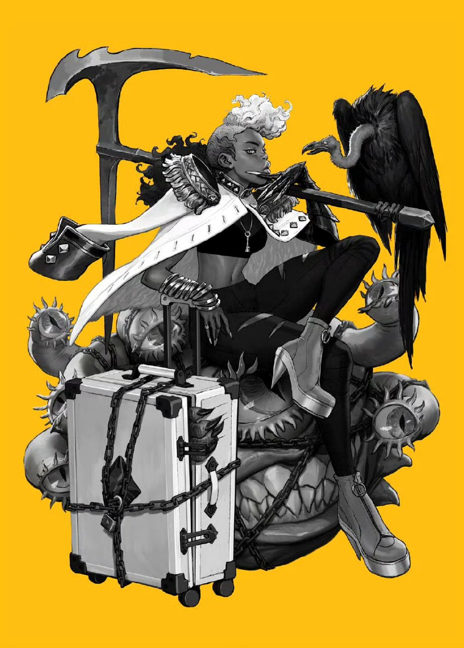 画师 jason chan动漫角色插画欣赏,有限的画面布置了众多的元素,人物