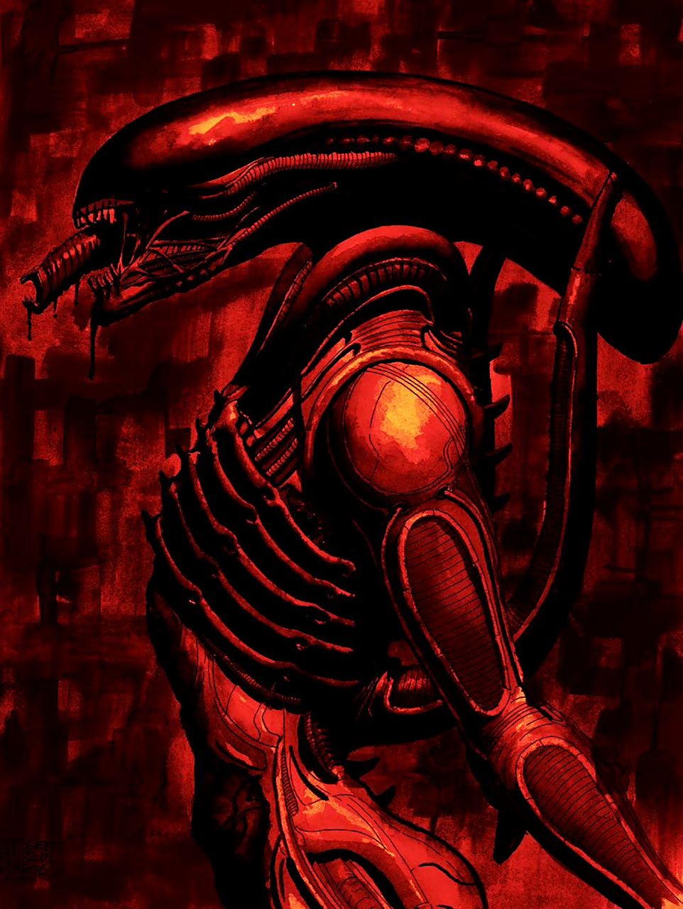 一组动漫《异形》插画作品欣赏,展现了异形的多个形态.