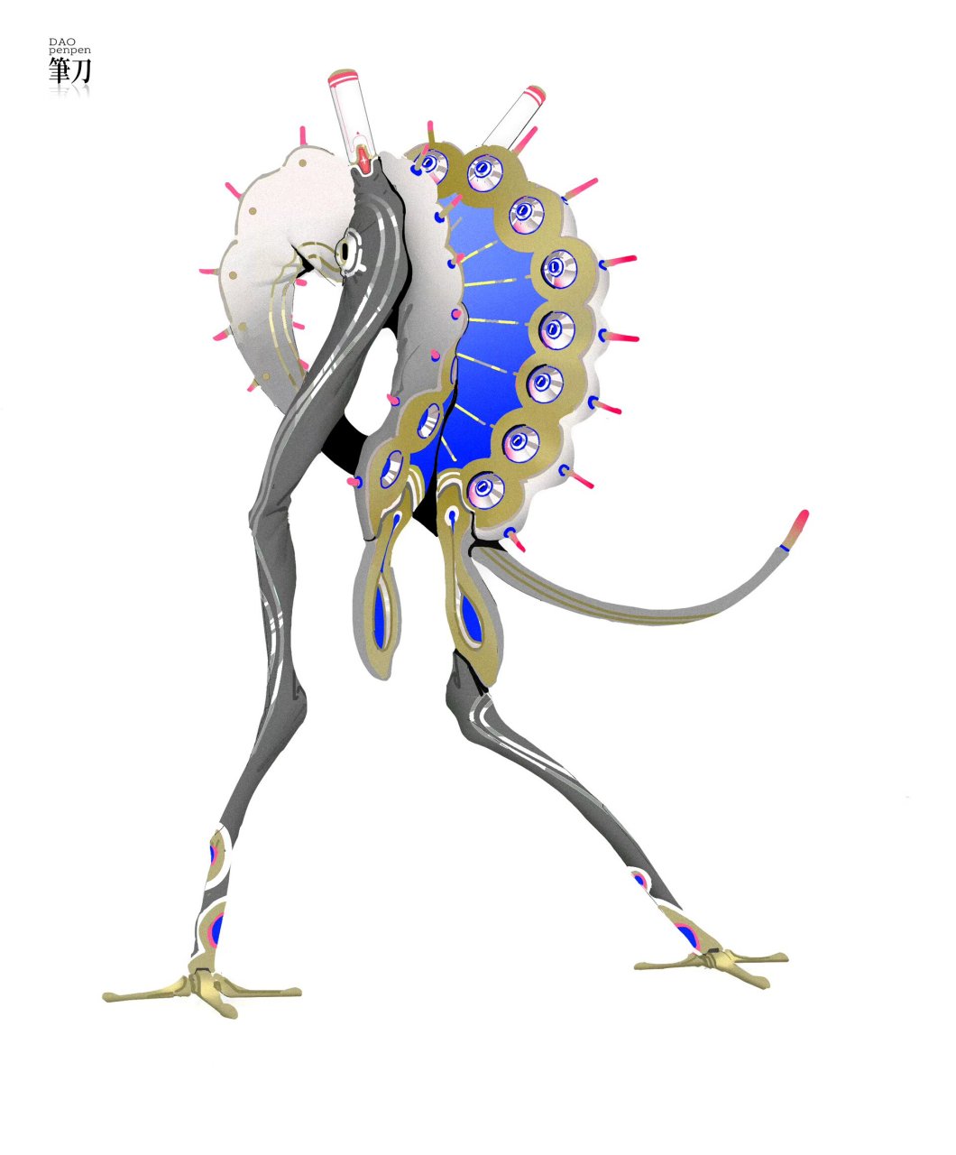 一组奇幻生物插画欣赏,机械与生物的结合,by dao penpen.