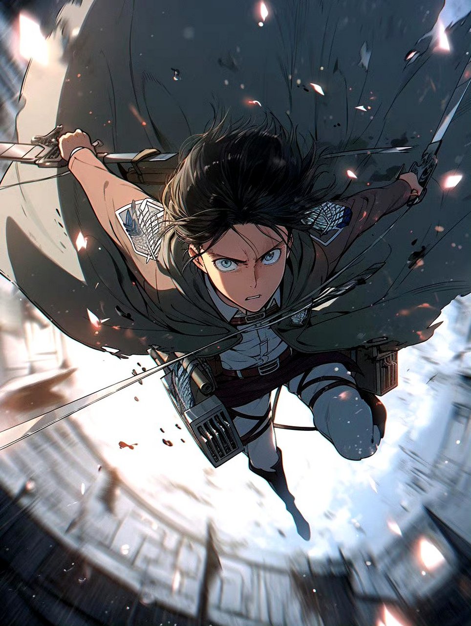 一组ai生成的兵长和艾伦,转眼之间巨人也要完结了.