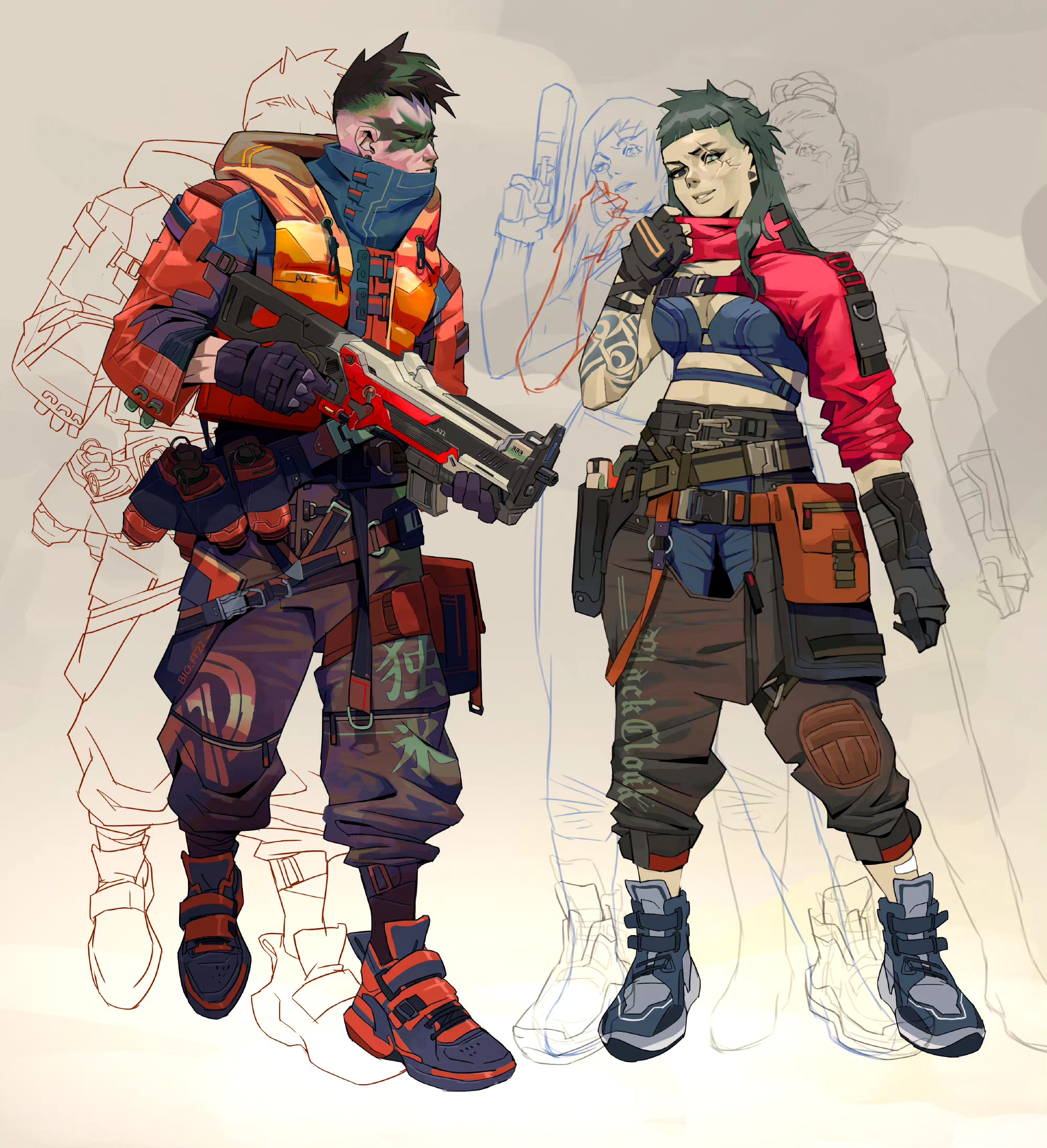 画师mehran iranloopro动漫人物设计作品欣赏,描绘了一组充满赛博朋克