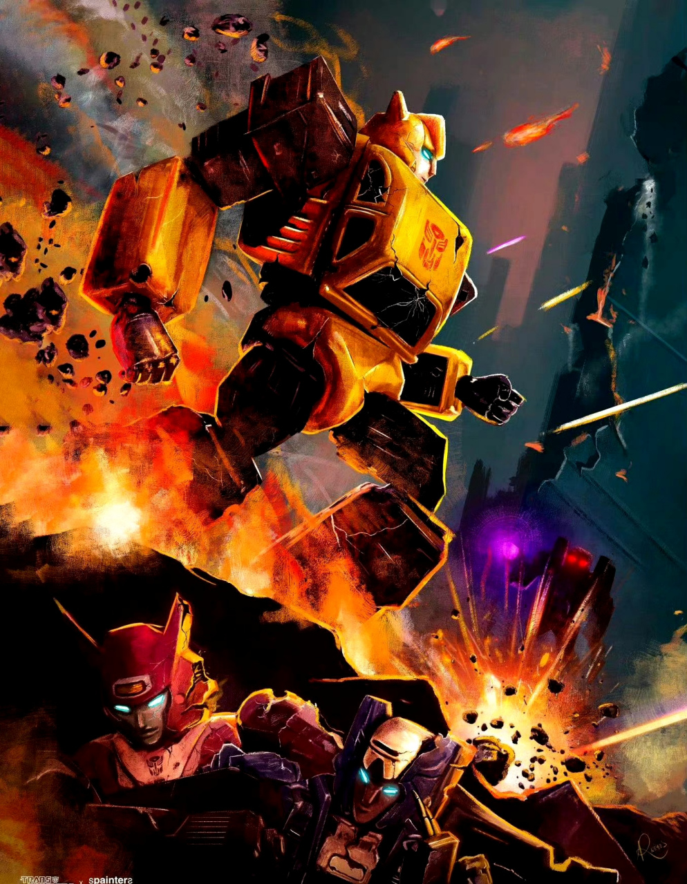 一组《变形金刚》动画角色海报欣赏,包括了擎天柱,威震天和大黄蜂,by