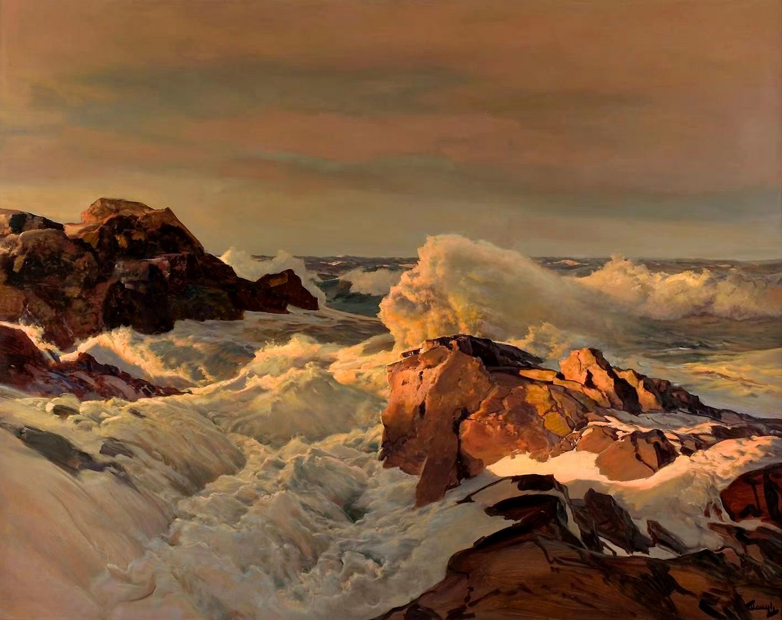 美国艺术家frederick judd waug海景油画作品欣赏,用写实的笔法描绘