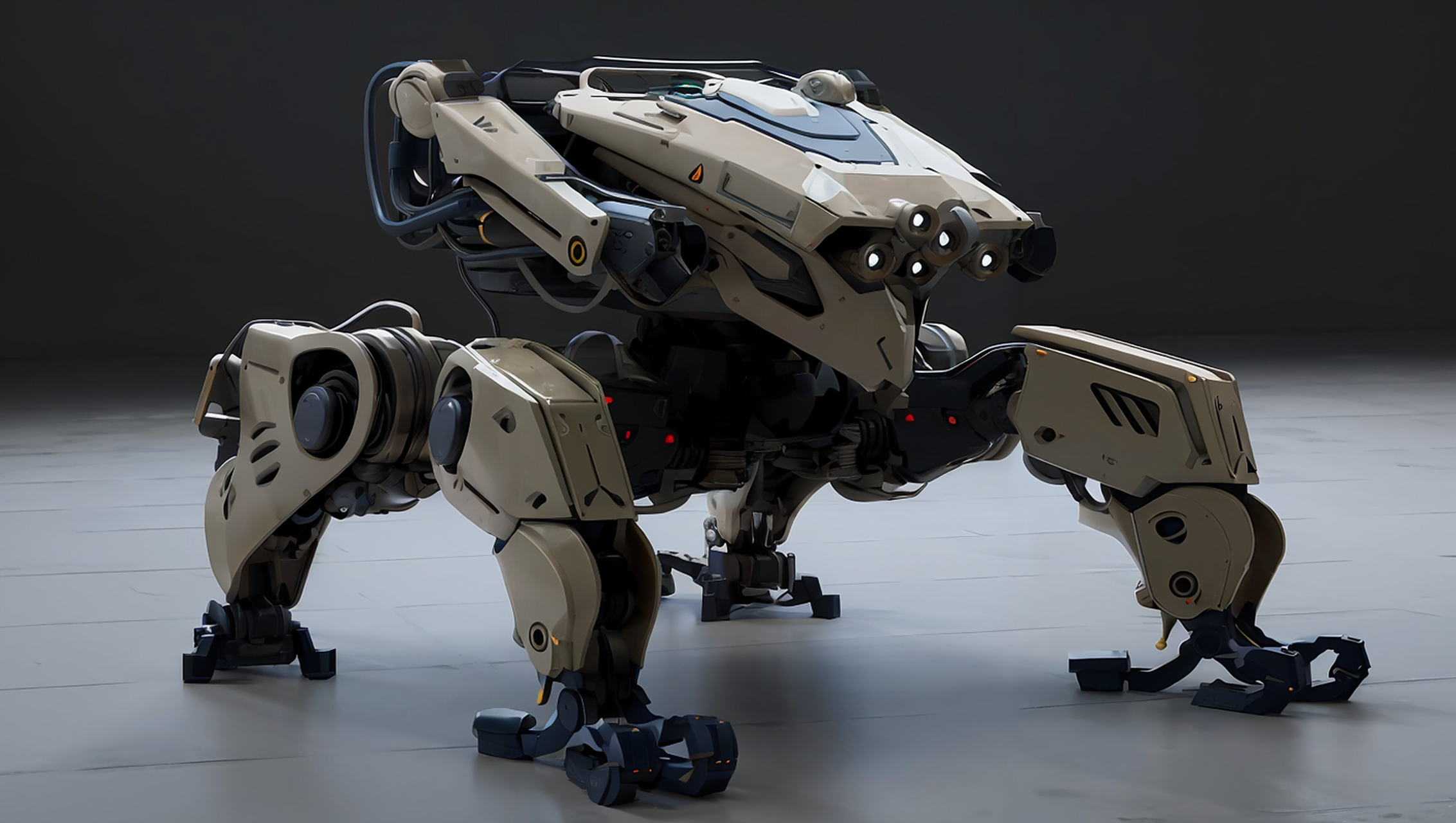 建模欣赏:一组四足机甲建模,采用了蟹型和兽型布局,便于在崎岖地形